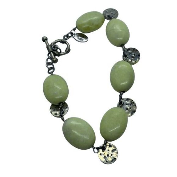 Sparkling Sage Yellow Stone & Sterling Silver Bracelet w/ Toggle Clasp - Picture 1 of 6